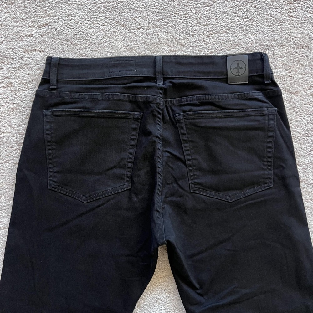 Aviator Stretch Straight Fit Jeans Mens 36 Black Dark Wash Denim Made USA - Picture 3 of 15